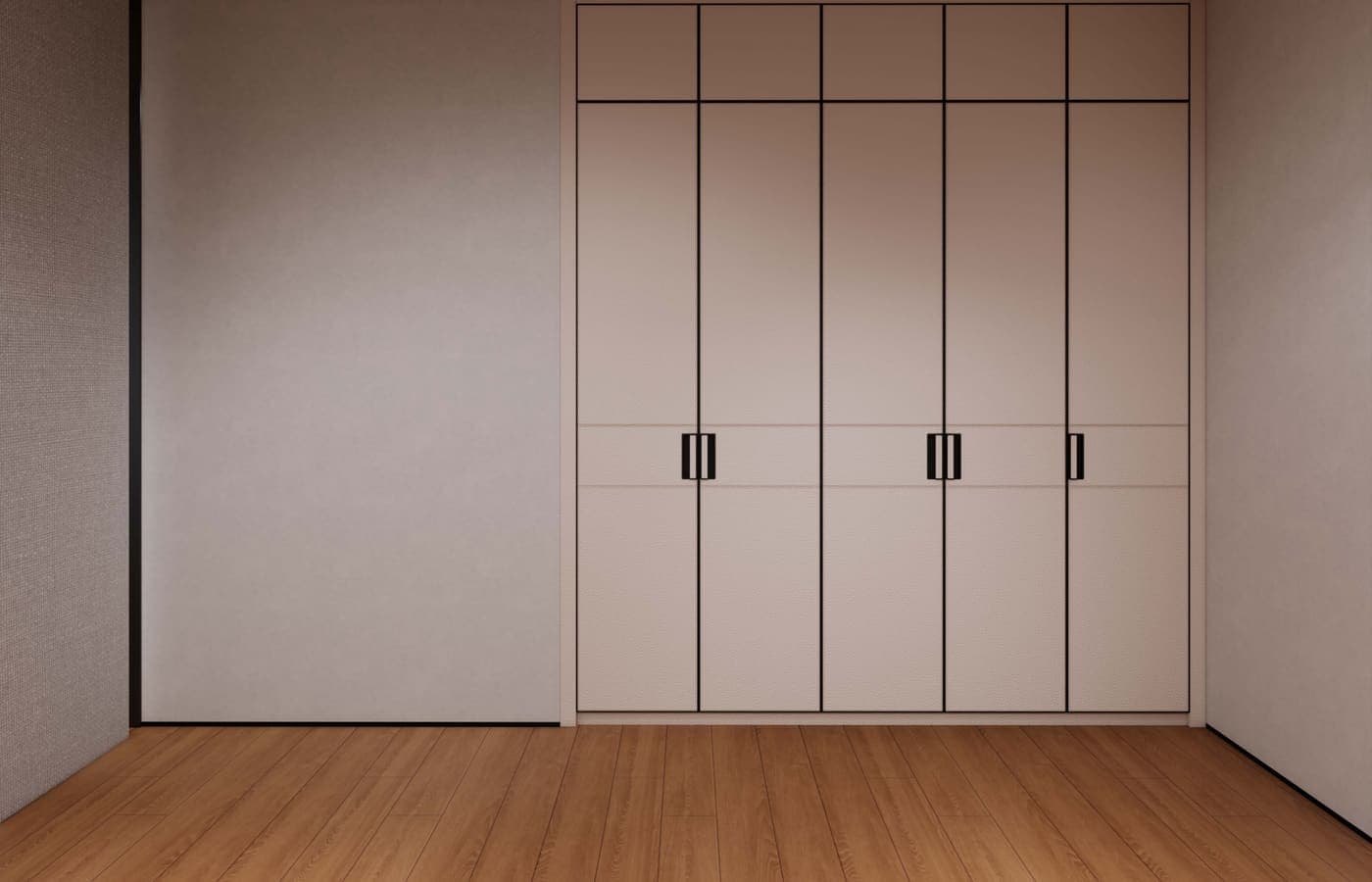 Built-in cabinet carpentry installed along a residential wall