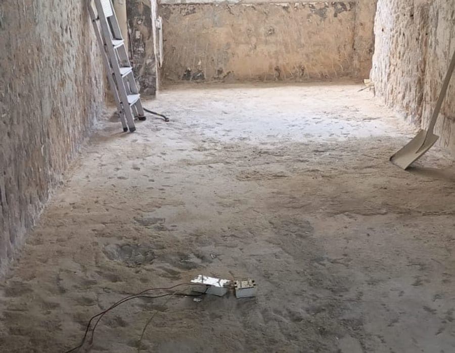 Stripped bare room before JBC demo works